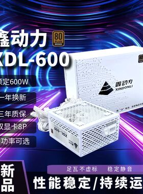 金牌鑫动力白色ATX500W 600W台式机电脑电源 双8Pin显卡供电 静音