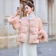 新中式 提花高级感加绒保暖外套 新款 粉色国风羽绒服女款 2025冬季