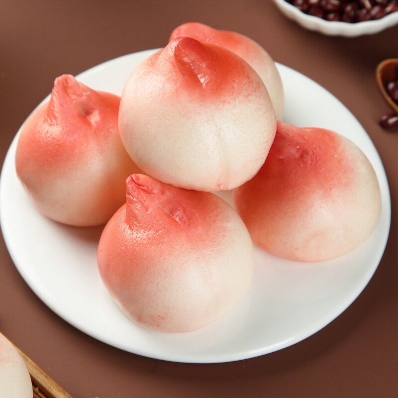 寿桃包豆沙馅生日祝寿包卡通包馒头冷冻半成品早餐加热即食