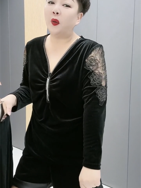 网红时尚大码金丝绒上衣