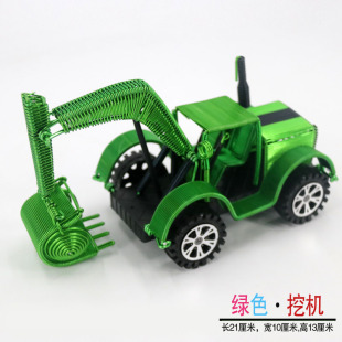 铝线手工挖机翻斗工程车模型铲车罐车儿童玩具摆件金属工艺品批发
