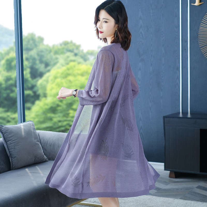 冰丝开衫薄款女宽松夏季勾花镂空针织外搭防晒上衣披肩空调衫外套