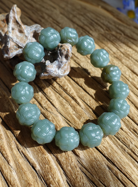 中国结手串和田玉且末蓝菠萝结