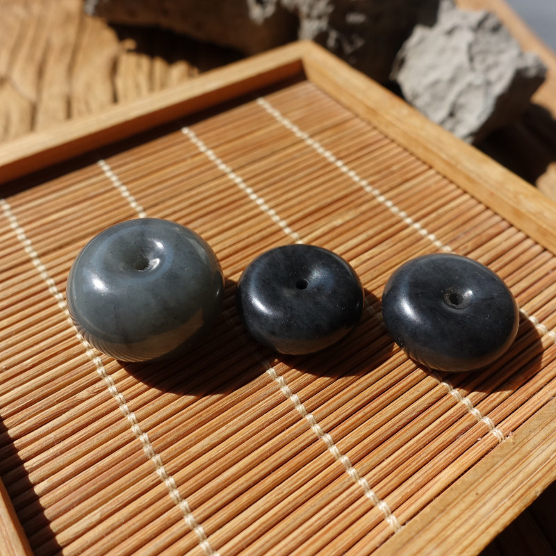 新疆和田玉籽料墨玉青花平安扣挂件吊坠包挂扣子面包圈