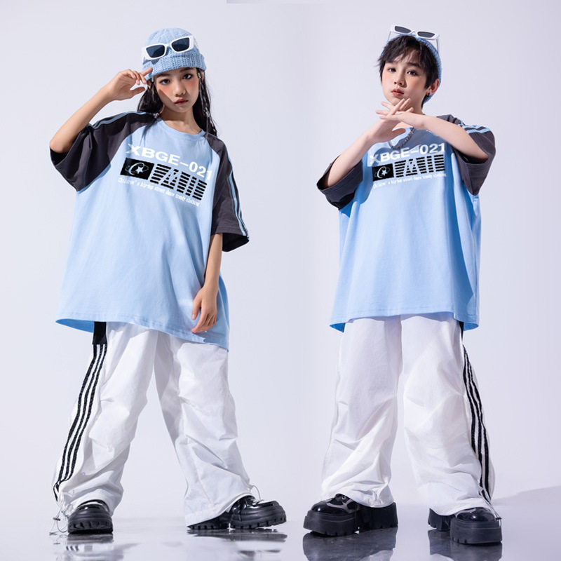 六一儿童街舞演出服少儿架子鼓服装宽松男童嘻哈潮服女童hiphop