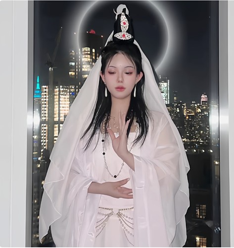 如来佛祖帽表演服万圣节衣服观世音菩萨衣服成人菩萨服装扮演出