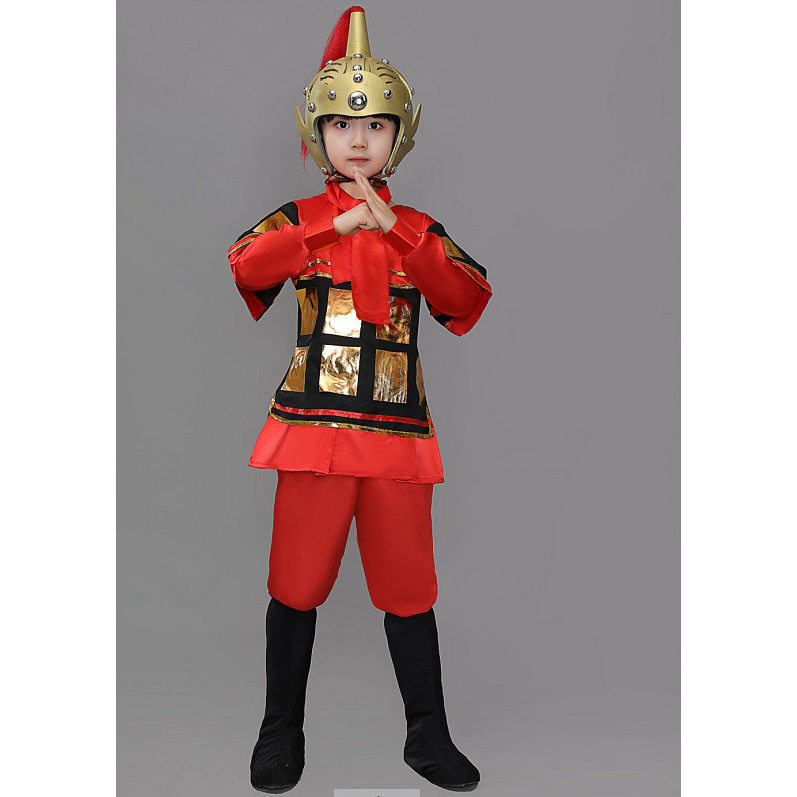 儿童古装汉服三国演义士兵演出服花木兰古代士兵服装岳飞盔甲