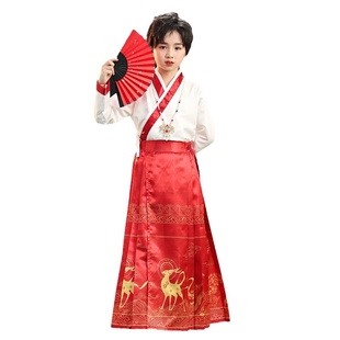 汉服男女童马面裙套装秋季2023新款秋款古风儿童公主裙童秋天裙子