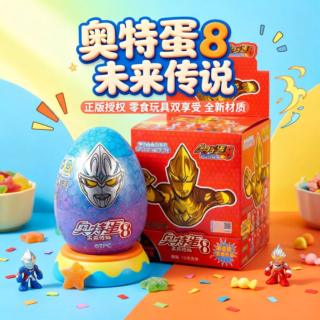 正版奥特蛋8代奥特曼蛋趣味蛋添乐卡通王怪兽变形蛋扭蛋8弹巧克豆