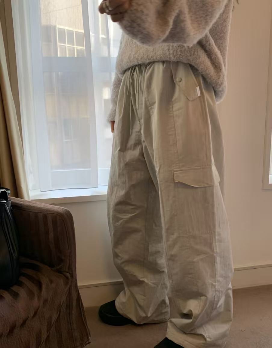 form韩国2025冬morethanyesterday加绒休闲工装裤女