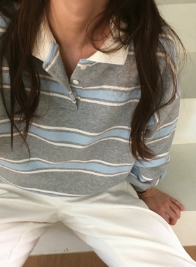 Vine韩国2025秋季新款时尚百搭宽松显瘦条纹卫衣