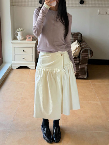 Form26新春韩国东大门IMFACT韩系时尚百搭宽松休闲木耳边半身裙