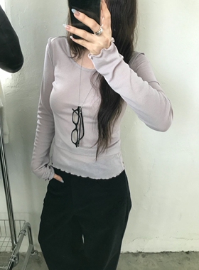 form韩国2025春季nuese新款百搭修身显瘦长袖T恤