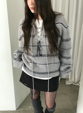 form韩国2025春季nuese新款百搭宽松显瘦条纹毛衣