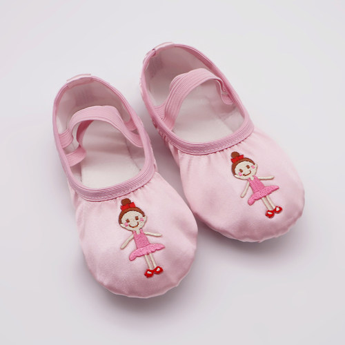 舞蹈鞋练功鞋刺绣缎面女童