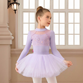 偲珂莉女孩长袖 舞蹈服女童纯棉练功服刺绣芭蕾舞裙中国舞考级1270