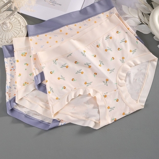 胖妹妹大码 女莫代尔胖mm高腰无痕小碎花日系200斤加肥加大 内裤