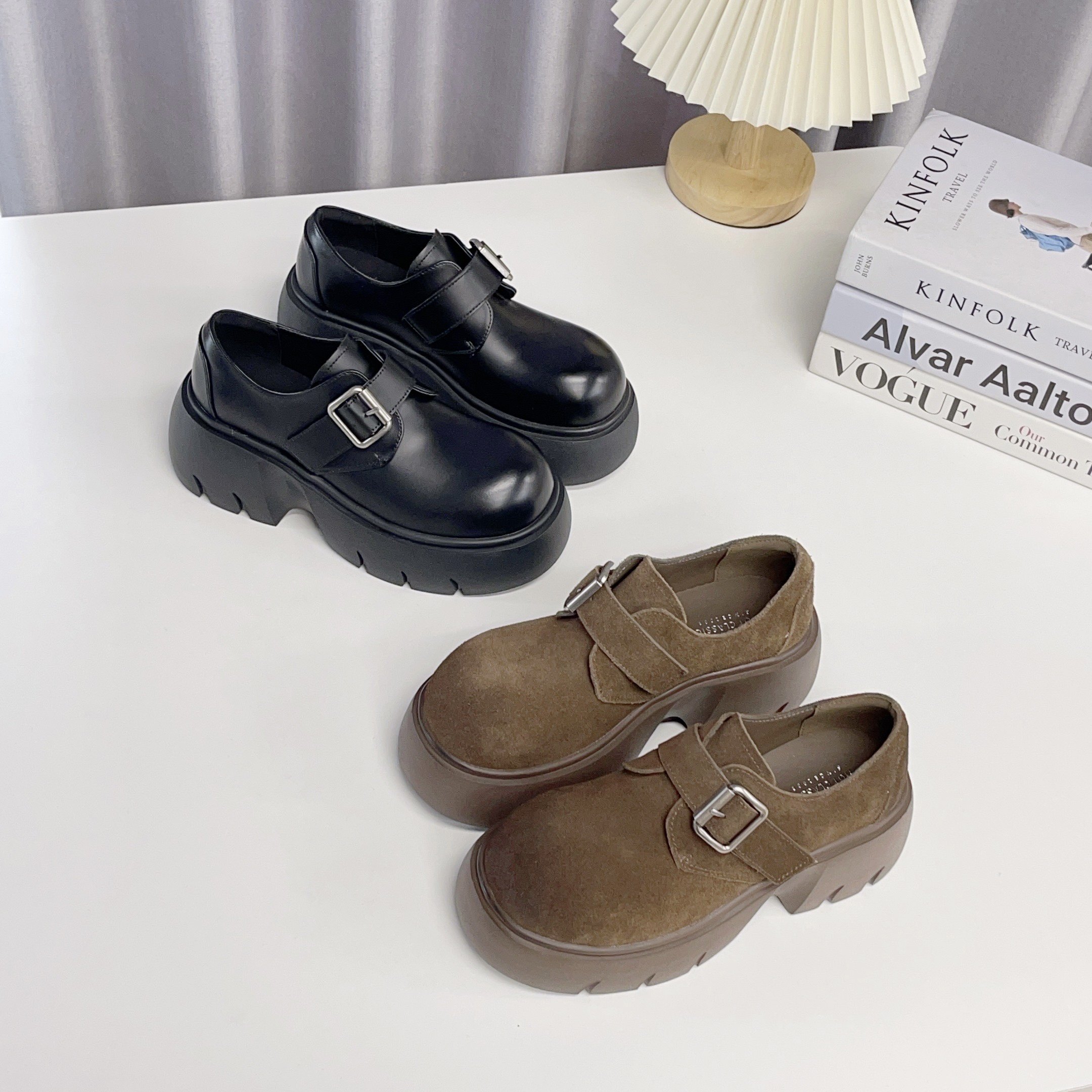 热典新款厚底乐福鞋女复古皮带扣增高小个子单鞋,女鞋,乐福鞋（豆豆鞋）,淘宝优惠券,粉丝福利购,淘宝优惠卷