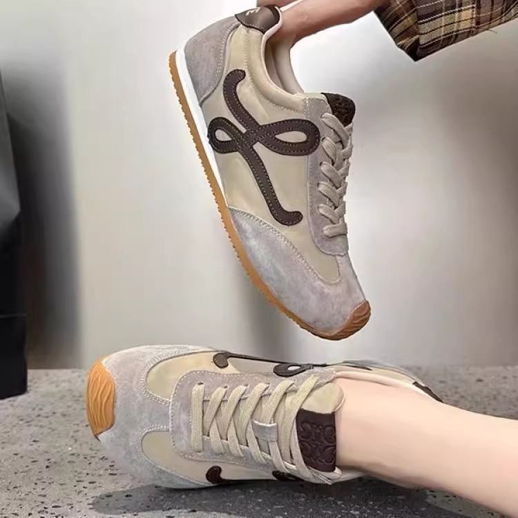 韩版时尚拼色少女风德训鞋