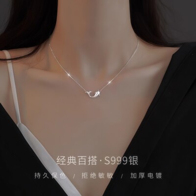 海豚吊坠S999纯银锁骨项链女士2026新款情人节生日礼物送女友闺蜜