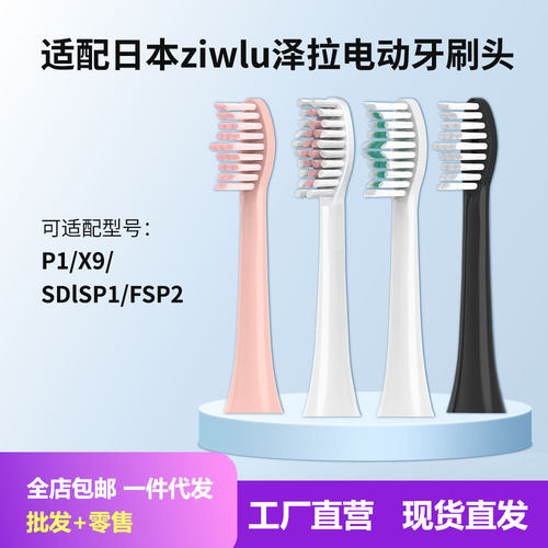 适配日本ziwlu泽拉牙刷头P1/X9/SDLSP1/FSP2通用磨圆刷丝替换头