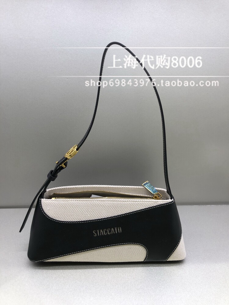 staccato思加图2024春季女包时尚牛皮拼接腋下包单肩包方包x3141
