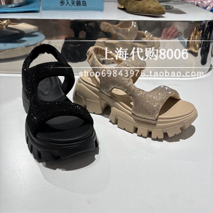 Staccato思加图2025夏款女鞋莱雪芙鞋甜酷休闲厚底运动凉鞋 EBK33