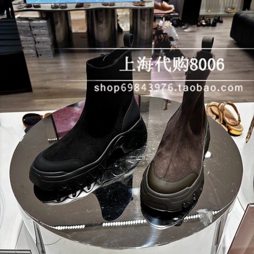 Staccato/思加图2025秋冬季女靴厚底瘦瘦靴弹力靴圆头女短靴EIX03