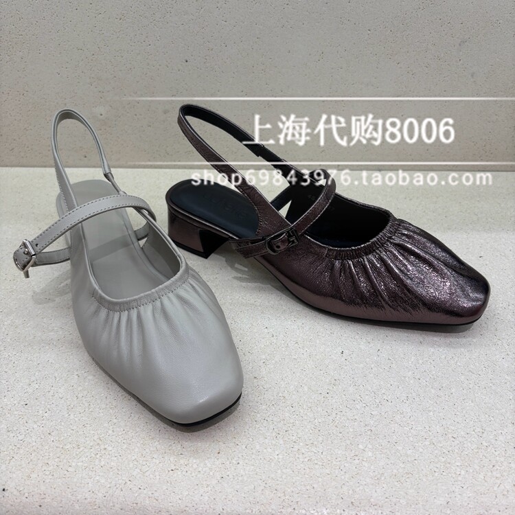 achette雅氏2025夏季女鞋法式方头一字带高跟鞋方头后空凉鞋 4SJ2 - 实物图
