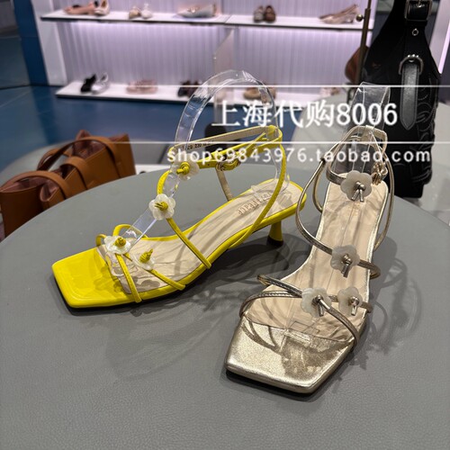 Joy&Peace真美诗2025夏季女鞋仙女风花朵方头罗马细跟女凉鞋YRB29