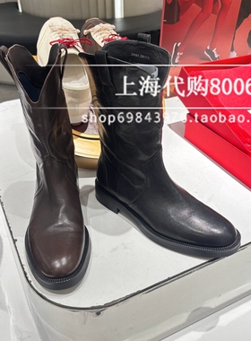 Staccato/思加图2025冬季女靴英伦风西部靴牛仔靴中靴时装靴Z0521