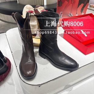 Staccato/思加图2025冬季女靴英伦风西部靴牛仔靴中靴时装靴Z0521