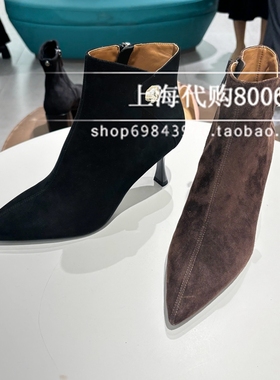 Lesaunda莱尔斯丹2025冬季女鞋通勤尖头细高跟短靴时装靴6T73402