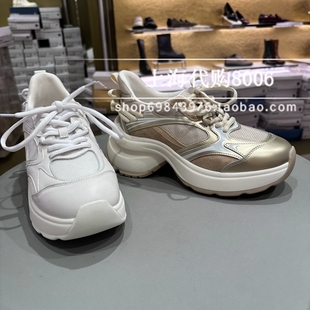 JoyPeace/真美诗2025春季女鞋透气运动鞋蝴蝶结厚底老爹鞋女24522