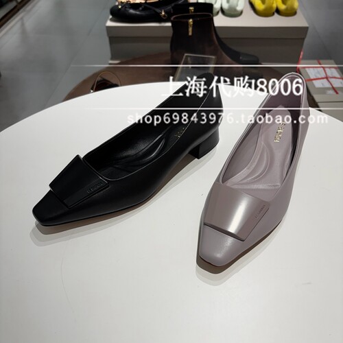 Le saunda莱尔斯丹2025秋季女鞋饰扣平跟鞋浅口方头女单鞋6T23601