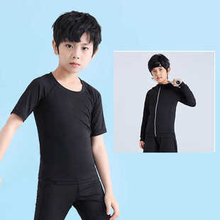 儿童速干紧身衣短袖童装男童跑步健身服篮球外套训练打底服运动服
