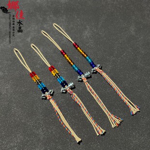 藏式五色琉璃计量器流苏吊坠凤眼菩提108颗佛珠手串记子文玩侧挂