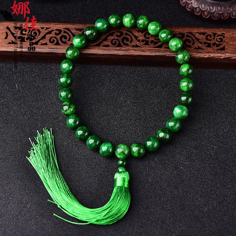 干青翡翠铁龙生祖母绿手链 27颗手持佛珠念珠手串男女款