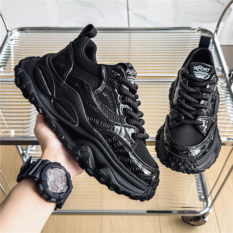 1613-2903-P60男鞋新款透气厚底老爹鞋黑色百搭潮流运动休闲鞋26，男鞋休闲鞋，星座1613-1