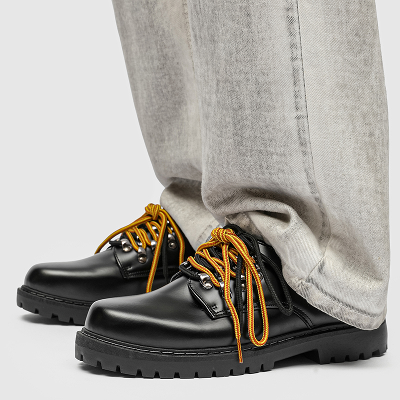 1613-2856-P70工装风德比鞋男潮流休闲黑色皮鞋系带小众设计感鞋，男装工装外套，星座1613-1