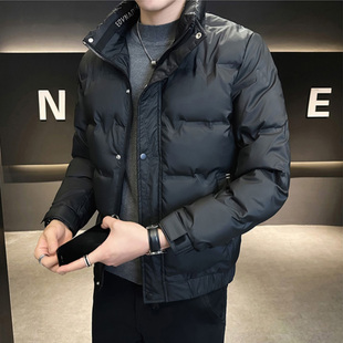 秋冬季时尚羽绒服男士加厚保暖外套轻薄款青年修身短款立领夹克