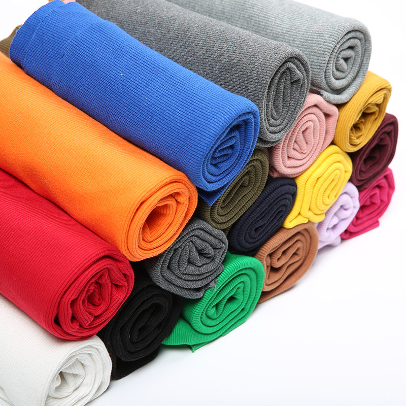 服装辅料纯棉针织螺纹布料领口袖口卫衣运动服罗口弹力面料裤脚料