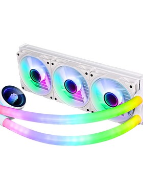 玩嘉幻境120/240/360水冷白色版幻彩5VARGB神光同步cpu散热器