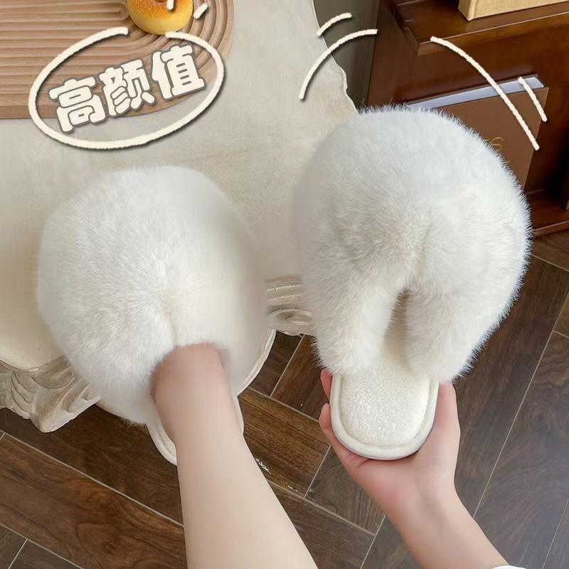 高颜值毛毛拖鞋室内可爱棉拖鞋