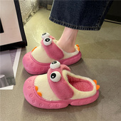 2025秋冬新款 可爱包头毛毛拖鞋 女秋季 防滑大眼睛拖鞋 外穿家居拖鞋