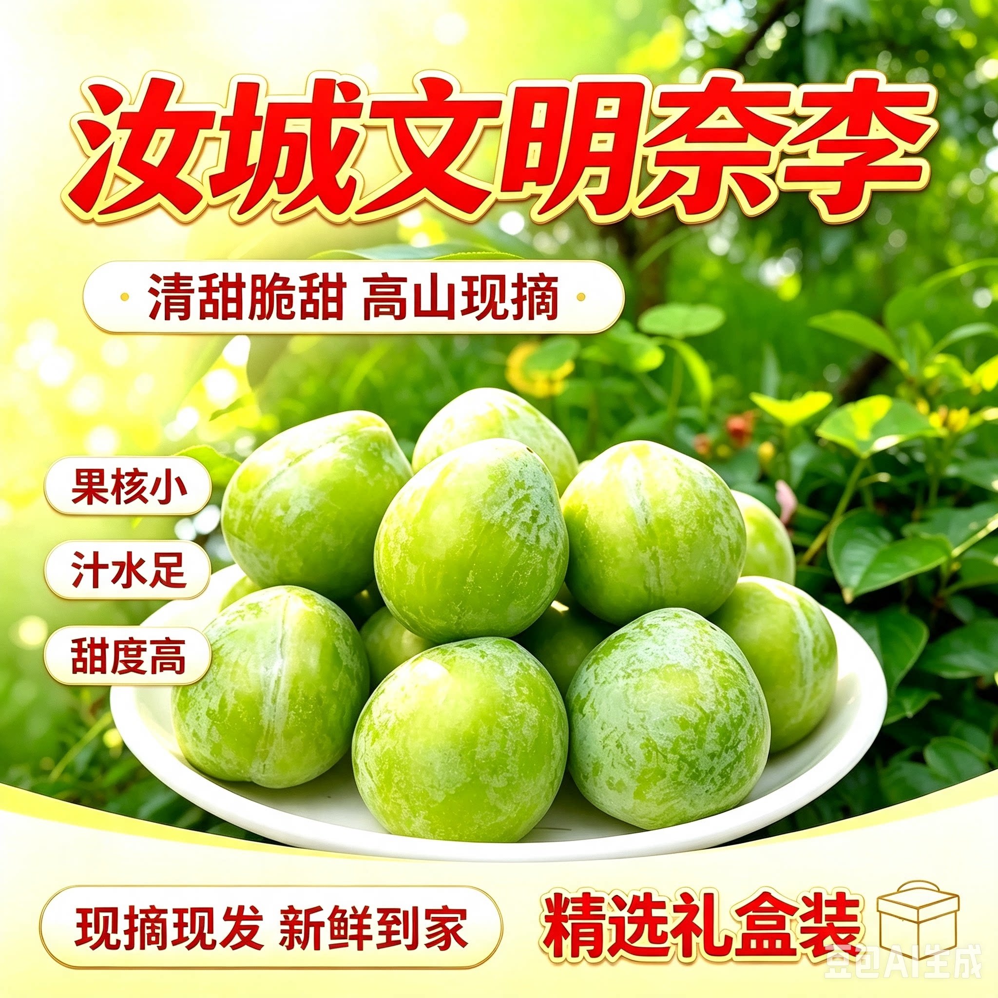 汝城文明翡翠奈李肉带黄新鲜脱骨李脆甜新鲜应季湖南李子产地直发
