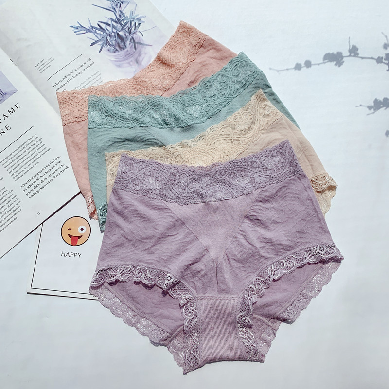 妇人夏季无缝一体蕾丝裆高弹力