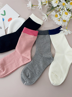 精梳棉质撞色糖果撞色中筒休闲运动螺纹女袜GOOD FA23162秋冬新品