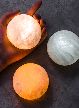 元渡团子矿石夜灯充电式小台灯卧室床头创意灯月亮女生礼物石头灯