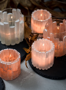 元渡瀑布矿石蜡烛杯子空 北欧浪漫创意香薰小烛台玻璃家用摆件diy